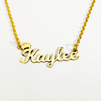 JBSA6NCG - Personalized Gold Stainless Steel Crown Name Necklace