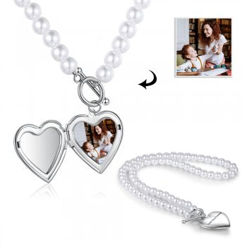 CNE104954 - Personalized Photo Heart Locket Necklace, Stainless Steel