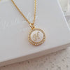 K18 - Initial Letter Necklace A-Z, Gold Stainless Steel with CZ Stones