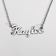 JBSA6NSTC - Personalized Stainless Steel Crown Name & Birthstone Necklace