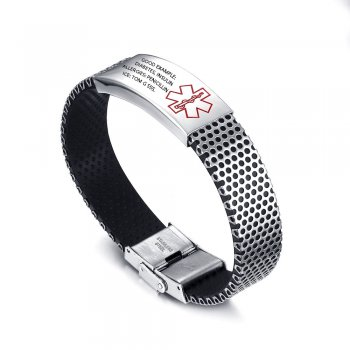 CBA101403 - Men's Personalized Medical Alert Bracelet, Stainless Steel