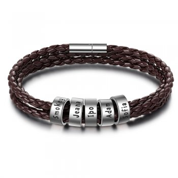 Men's personalized sterling silver wrist strap bracelet