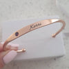 CBA102583 - Personalized Words & Birthstone Bangle, Rose Gold Plated Stainless Steel, 5mmx18cm