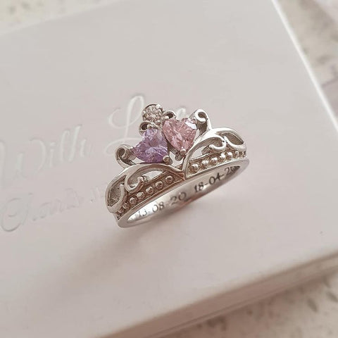CRI102882 - Personalized 925 Sterling Silver Crown Tiara Ring