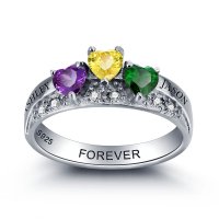 CRI101996 - 925 Sterling Silver Personalized Couples Names with 3 Birthstones