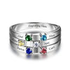 CRI102508 - 925 Sterling Silver Personalized Family Names and Birthstones Ring