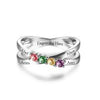 CRI102509 - 925 Sterling Silver Personalized Family Names & Birthstones Ring