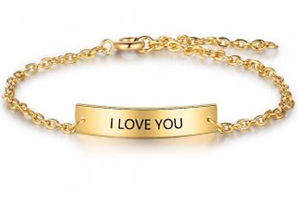 Personalized Bracelet, Gold Stainless Steel, Adjustable