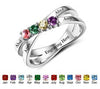 CRI102509 - 925 Sterling Silver Personalized Family Names & Birthstones Ring