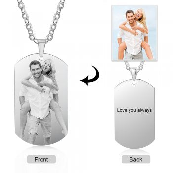 CNE105274 - Personalized Men's Photo Dog Tag Necklace, Stainless Steel