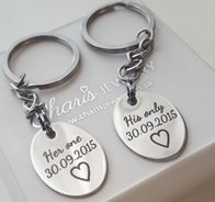 Personalized Stainless Steel Couples Keyring Set