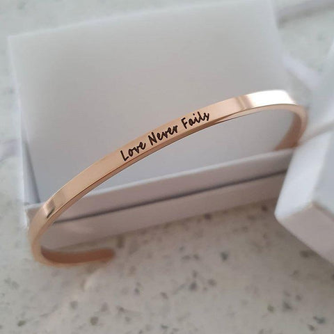 CBA101920 - Personalized Bangle, Rose Gold Stainless Steel 3mm x 17cm