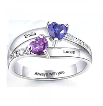 CRI103966 - 925 Sterling Silver Personalized Names & Birthstones Ring