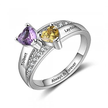 CRI103850 - 925 Sterling Silver Personalized Names & Birthstone Ring