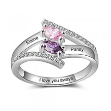 CRI103932 - 925 Sterling Silver Personalized Names & Birthstones Ring
