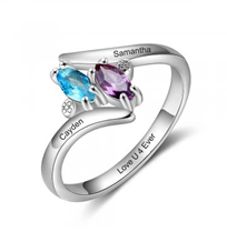 CRI103923 - 925 Sterling Silver Personalized Names & Birthstones Ring