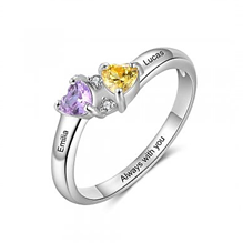 CRI103930 - 925 Sterling Silver Personalized Names & Birthstones Ring