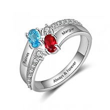 Personalized rings with names and birthstones