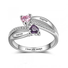 Personalized rings with names and birthstones