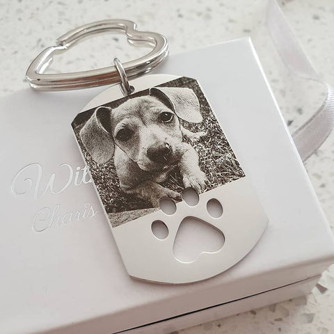 CAS102555 - Personalized Dog Paw & Photo keyring, Stainless Steel