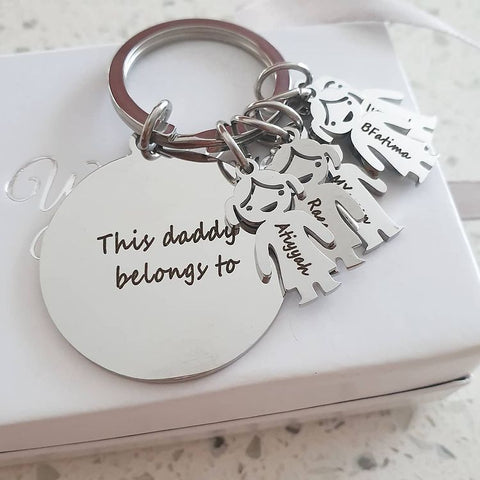 CAS102717 - Personalized keyring, 5 Kids Names, Stainless Steel