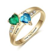 CRI102346 - Gold Plated Personalized Couples Names & Birthstones Ring (Size 5-12)