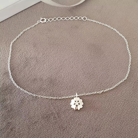 Silver flower ankle chain