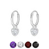 Sterling silver hoop earrings with dangle heart