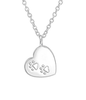Milly 925 Sterling Silver Paw Prints Heart Necklace 11mm, 45cm chain