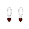 Sterling silver hoop round heart dangle earrings