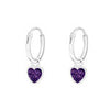 Sterling silver hoop dangle heart earrings