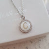 Initial letter necklace, silver stainless steel