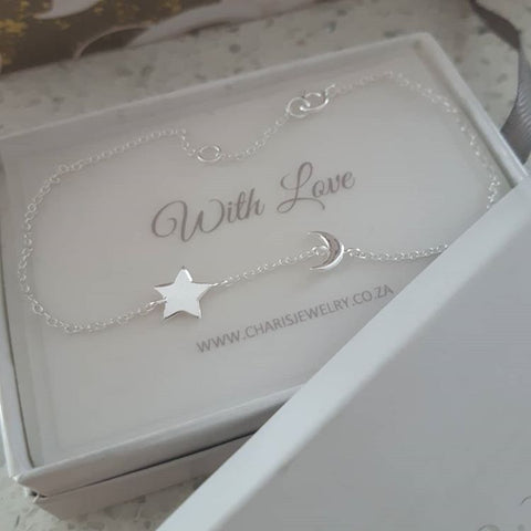 Sterling silver moon and star bracelet online jewellery shop in SA