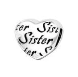 C59-C17127 - 925 Sterling Silver Sister Heart European Charm Bead