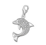 Sterling silver cz stone dolphin charm