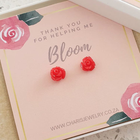 Teacher's gift rose flower earrings