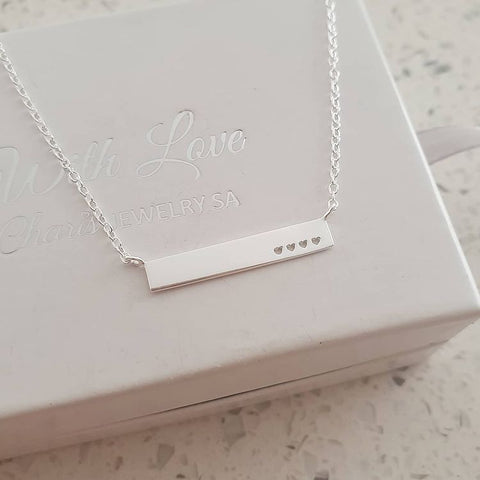 Salma 925 Sterling Silver Hearts Bar Necklace