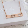 Rose gold bar necklace