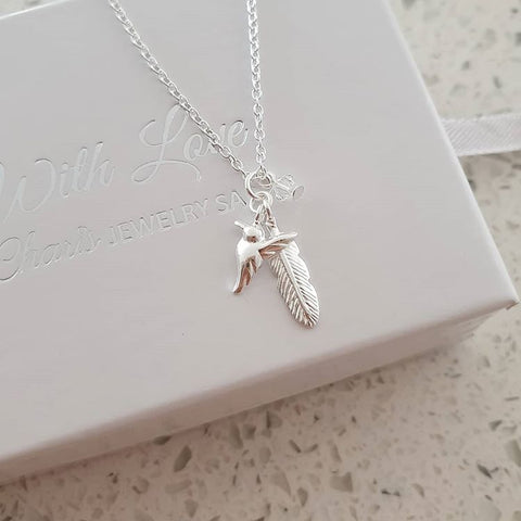 Silver bird necklace