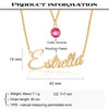 CNE109174 - Sterling Silver Layered Birthstone ＆ Name Necklace