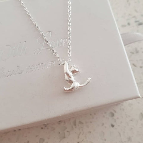 Sterling silver cat necklace