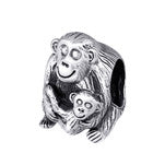 Sterling silver mom and baby monkey european charm bead
