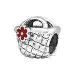 Sterling silver picnic basket bag european charm bead