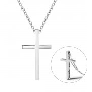 CNE101866 - Personalized Stainless Steel Cross Necklace with side engraving + chain