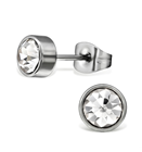 B107 - Clear Crystal Stainless Steel Ear Studs, 6 x 6mm