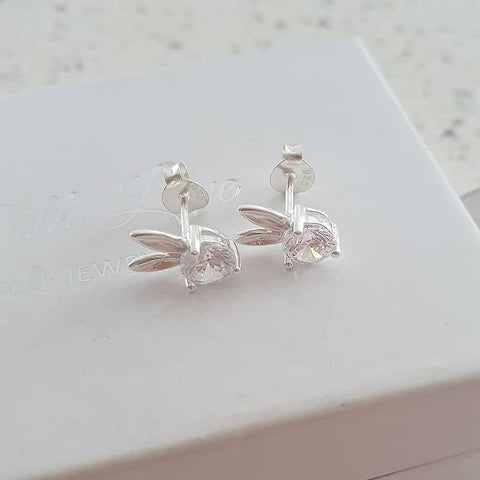sterling silver cz bunny rabbit earrings