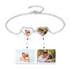 Personalized double heart photo bracelet