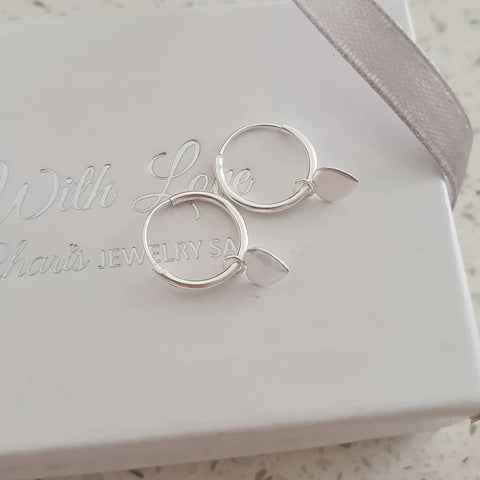 Linzie 925 Sterling Silver Hoops with Dangle Hearts 12mm