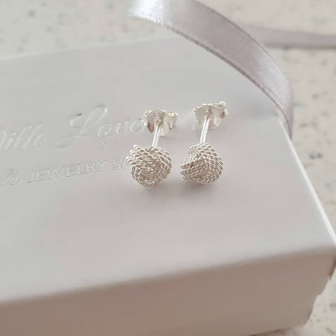 Noelle 925 Sterling Silver knot earrings, Size 6mm