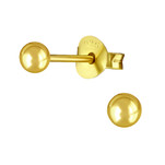 Gold Plated Sterling Silver Ball Ear Studs